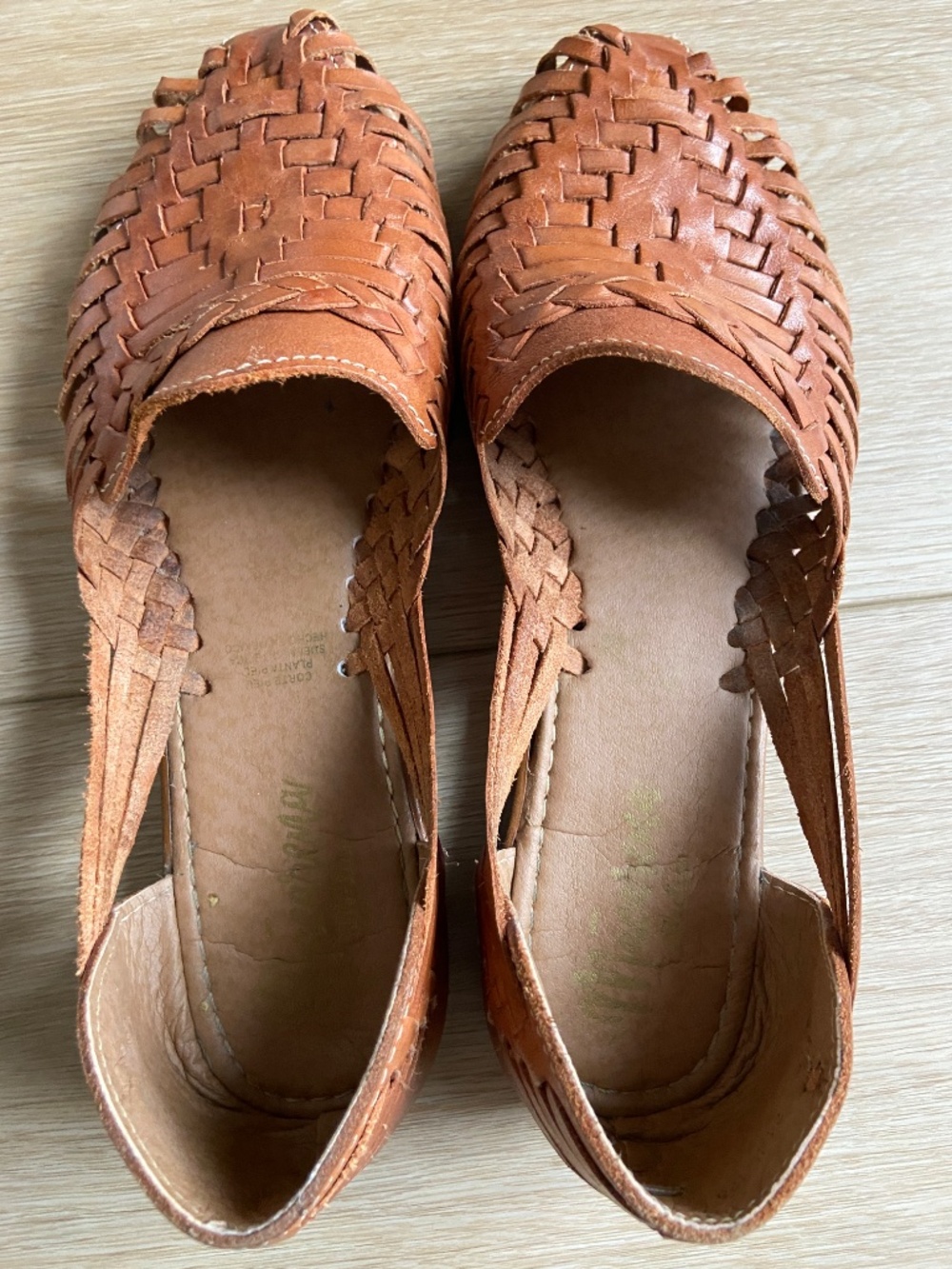 Woven Leather Huarache Sandal, slip on shoe, boho summer style - Picture 4 of 6